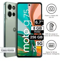 MOTOROLA - Celular Libre Moto G75 6,7 Pulg 256GB 8GB RAM Verde Suculenta