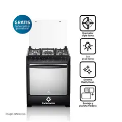 INDURAMA - Cocina de pie 5 Quemadores Borgona Zafiro Negro
