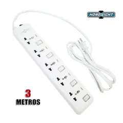 HOME LIGHT - Supresor de pico 5 tomas 3 metros