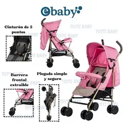 EBABY - COCHE BASTON TRAVIS ROSADO