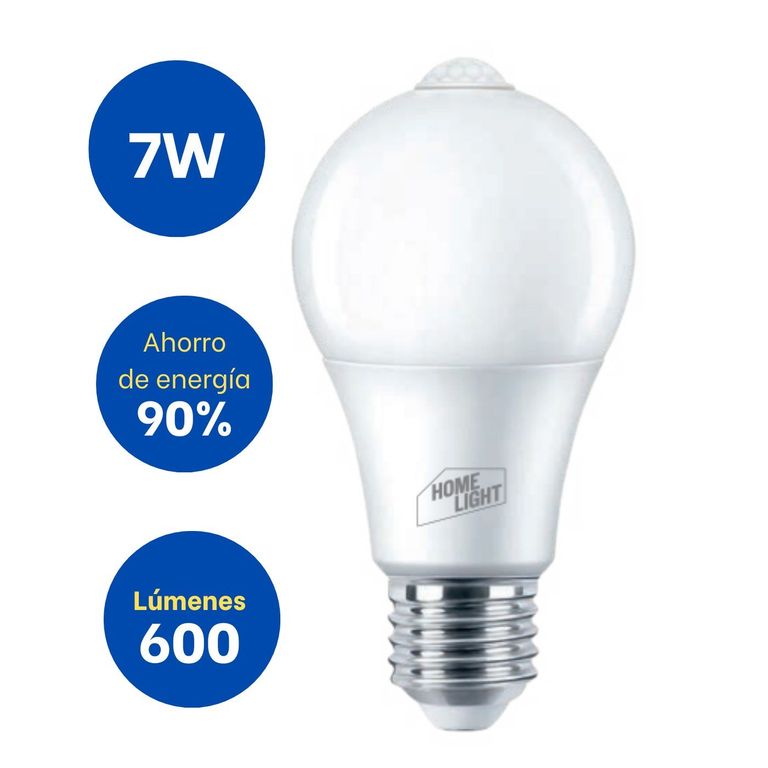 Foco Led sensor de movimiento 7w luz blanca