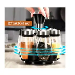 GENERICO - Condimentero Organizador de Especias Giratorio X6 Recipientes