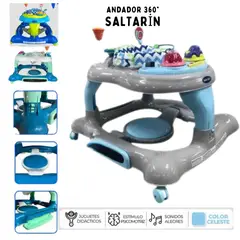 GENERICO - Andador saltarín sistema vibradora de 360º celeste gris