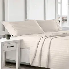 GENERICO - Juego de Sábanas Satinadas King 100% Microfibra - Beige