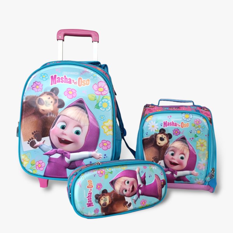 Kit Mochila Infantil con Ruedas + Lonchera + Cartuchera