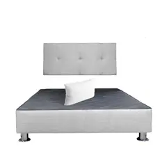 MUEBLES MACRUMO - Cama tapizada Brisa - Queen - Color Gris Claro