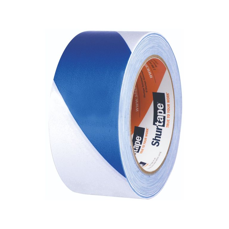 Cinta Señalización Delimitadora Blanco-Azul 2x36yd