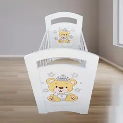 GENERICO - Cuna para bebe blanca niño osito rey 140m x 080m