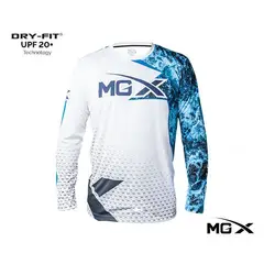 MGX - Polo Dry-Fit Ocean Blue para pesca talla M