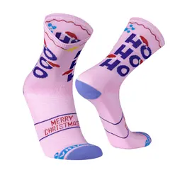 SILVERA NANOTECH - Medias navideñas mujer hombre deportivas de compresión running ciclismo tenis padel Navidad HOHOHO