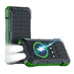 SANC - Cargador Solar 40000mAh Power Bank con Carga Rápida e Inalámbrica