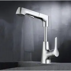 GENERICO - Grifo de Cocina Baño Acero Cromado con Ducha Extraíble, Monomando 360