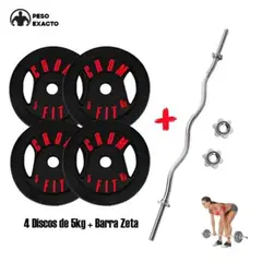 HOLGU - Barra Zeta Cromada Con Seguros + 4 Discos de 5kg Peso Exacto