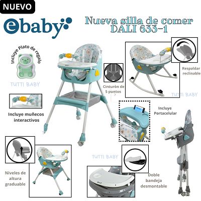 SILLA DE COMER CON MECEDORA + PLATITO -VERDE- NUEVO MODELO