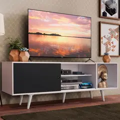 R&R MUEBLES - Mueble de TV 65 Amaha Blanco y Negro