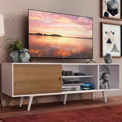 R&R MUEBLES - Mueble de TV 65 Amaha Blanco y Marrón