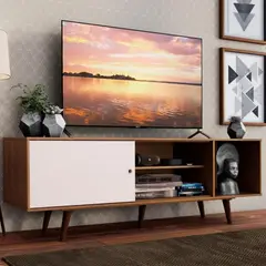 R&R MUEBLES - Mueble de TV 65 Amaha Marrón y Blanco