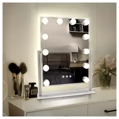 GENERICO - Espejo de maquillaje con luces LED Táctil de 47x30 cm BLANCO