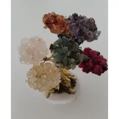 GENERICO - ARBOLITO DE LA FELICIDAD BONSAI DORADO MEDIANO CON PIEDRAS DE CUARZO