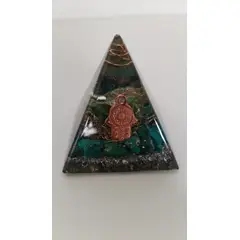 GENERICO - PIRAMIDE ORGONITA MEDIANO CON PIEDRA TURQUEZA ALEGRIAESPERANZAAMOR