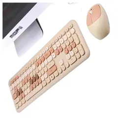 MOFI - Kit teclado y mouse inalámbrico Moffi color beige