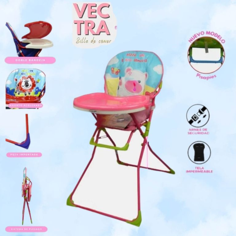 Silla de comer vec tra rosado