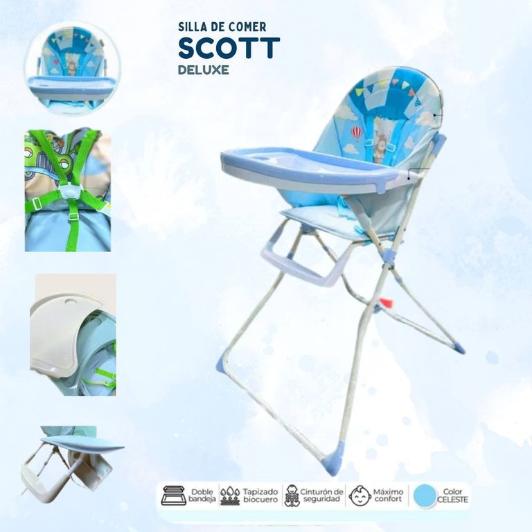 Silla de comer scott deluxe celeste
