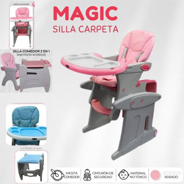 Silla carpeta de comer MAGIC 2 en 1 rosado