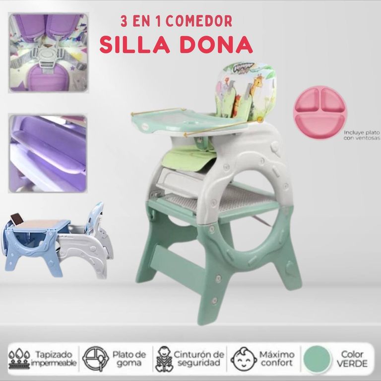 Silla comer 3en 1 dona verde