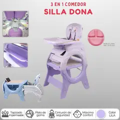 GENERICO - Silla comer 3en 1 dona lila