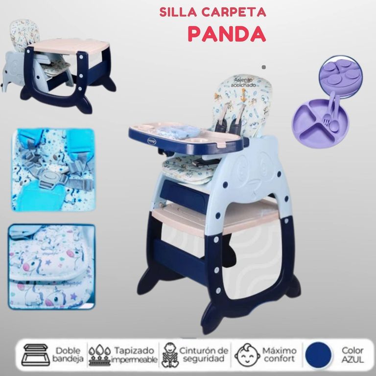 Silla carpeta panda 3 en 1 azul model 1