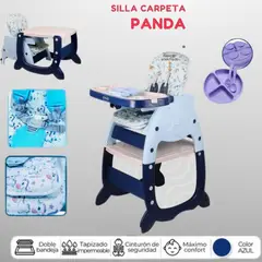 GENERICO - Silla carpeta panda 3 en 1 azul model 1