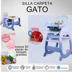 GENERICO - Silla carpeta gato 4 en 1 celeste
