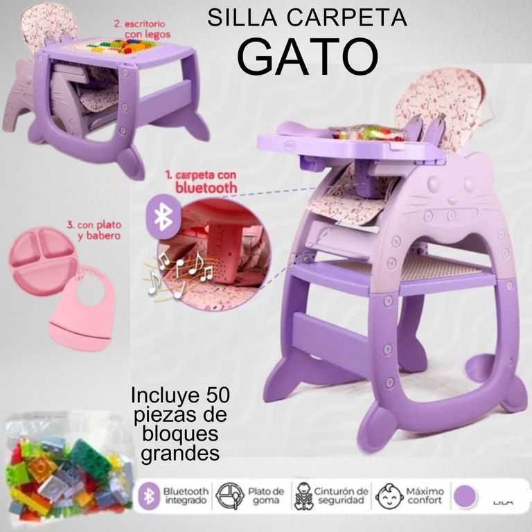 Silla carpeta gato 4 en 1 lila