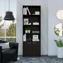 GENERICO - BIBLIOTECA TOKIO CON PUERTAS CAFÉ - ENVIO ARMADO Y MELAMINA 18 mm