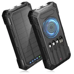 SANC - Cargador Solar 40000mAh Power Bank con Carga Rápida e Inalámbrica