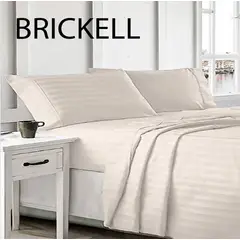 GENERICO - Juego de Sábanas Satinadas 1.5pl 100% Microfibra - Beige