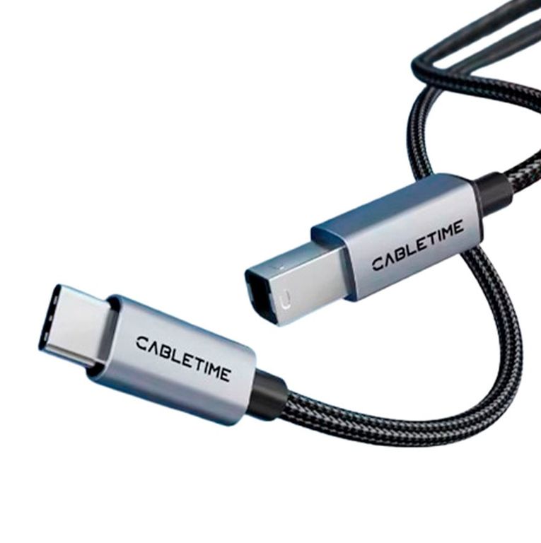 Cable Premium 2m USB-C Tipo-B Nylon Reforzado PC Mac DJ Audio