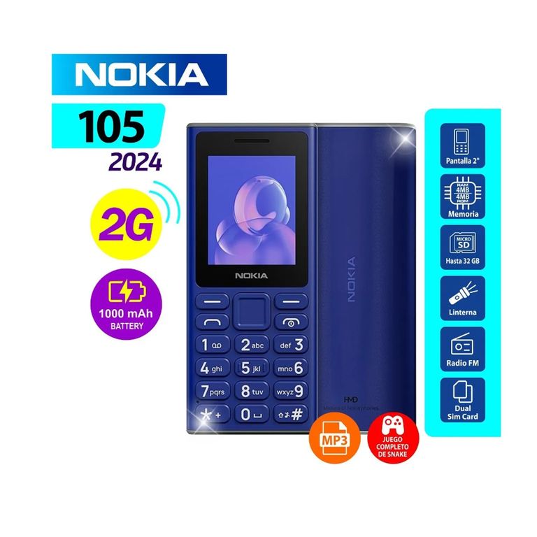 Celular 105 2G - Dual Sim - Azul