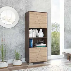 GENERICO - Biblioteca Oporto con Puertas Café-Miel - Envío Armado y Melamina 18mm