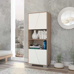GENERICO - Biblioteca Oporto con Puertas Blanco-Miel - Envío Armado y Melamina 18mm