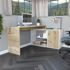 GENERICO - Escritorio Dubai Blanco-Duna - Envío Armado y Melamina 18mm