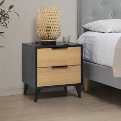 VENTITAS HOME - Velador Urania Negro Roble y Duna