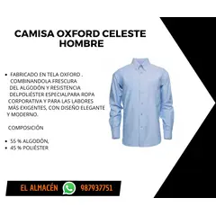 STEEL PRO - CAMISA OXFORD MANGA LARGA HOMBRE - CELESTE
