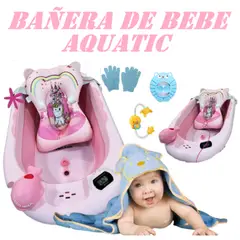 VOYAGE - Nueva Bañera De bebe Con Termometro Aquatic -Rosa