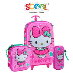 SCOOL - MOCHILA MALETA ESCALADORA CON 6 RUEDAS HELLO KITTY 804373