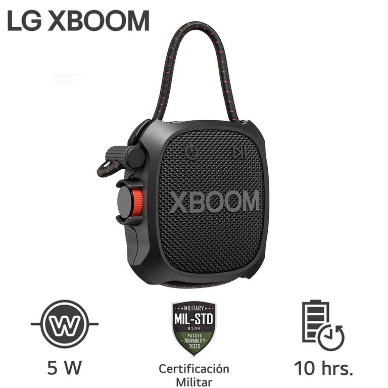 BOCINA PORTATIL XBOOM XG2TBK BLUETOOTH IP67 10hrs NEGRO