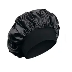 GENERICO - GORRO DE SATIN PARA DORMIR CABELLO LISO Y RIZADO EVITA ENREDOS NEGRO
