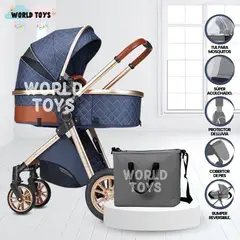 DOLCEZZA - Coche Travel System «SIENA» y Mochila Pañalera Blue