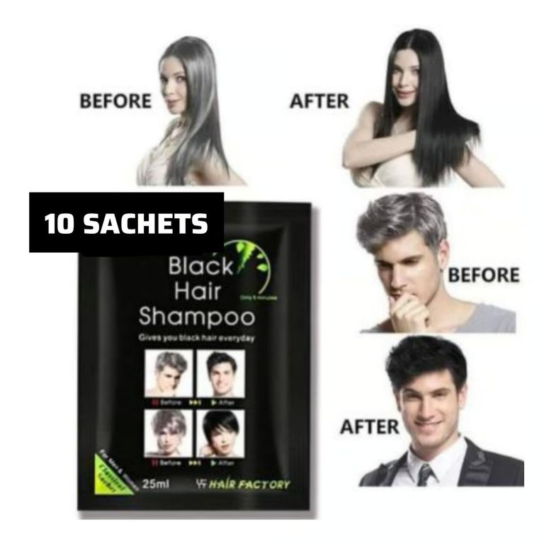 Shampoo tinte Negro- CANAS-BARBA-CEJAS-BIGOTE X 10 SACHET